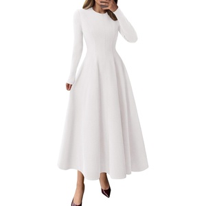 PRETTYGARDEN Women’s Fall Long Sleeve A Line Midi Elegant Cocktail Dress(White)