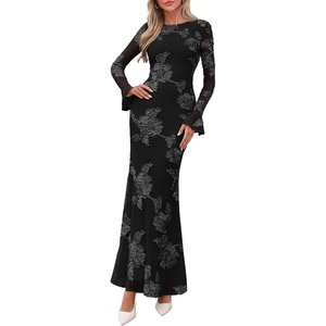 PRETTYGARDEN Women’s Formal Floral Maxi Bodycon Wedding Guest Dresses 2026(Black)