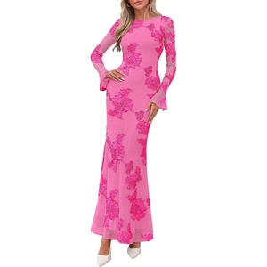 PRETTYGARDEN Women’s Formal Floral Maxi Bodycon Wedding Guest Dresses 2026(Rose Red)