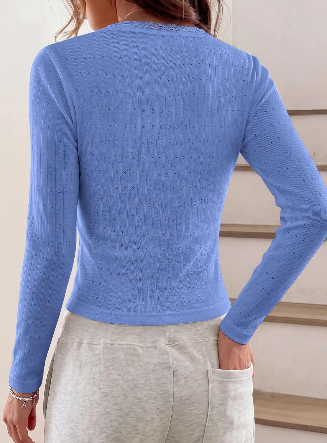 image:imagePRETTYGARDEN Womens Long Sleeve Henley Shirts Going Out TopsBlue
