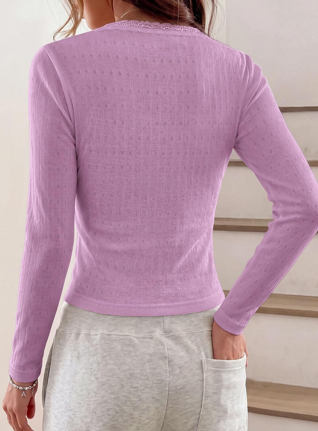 image:imagePRETTYGARDEN Womens Long Sleeve Henley Shirts Going Out TopsPurple