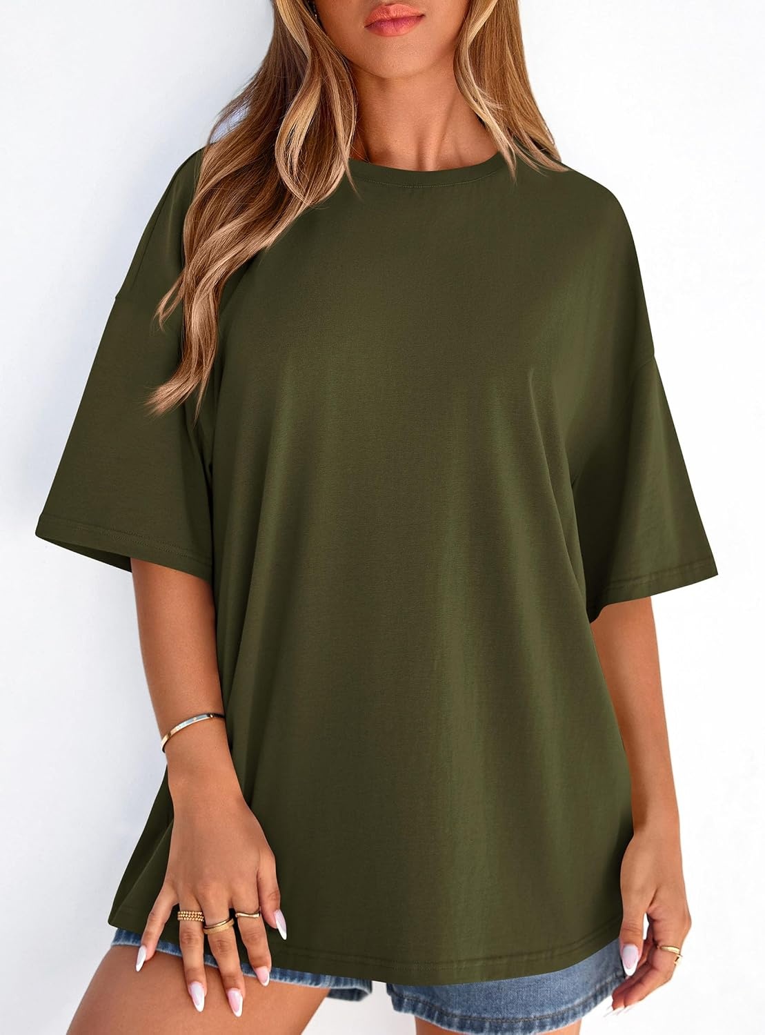 image:imagePRETTYGARDEN Womens Oversized Tshirts Going Out TopsArmy Green