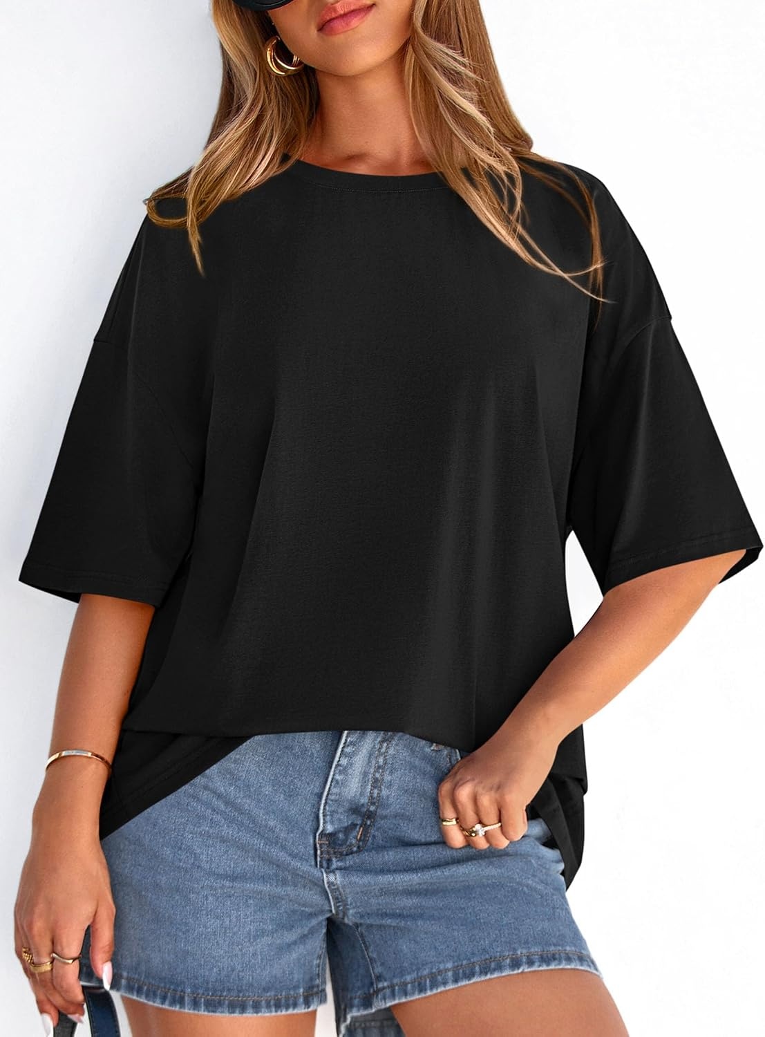 image:imagePRETTYGARDEN Womens Oversized Tshirts Going Out TopsBlack