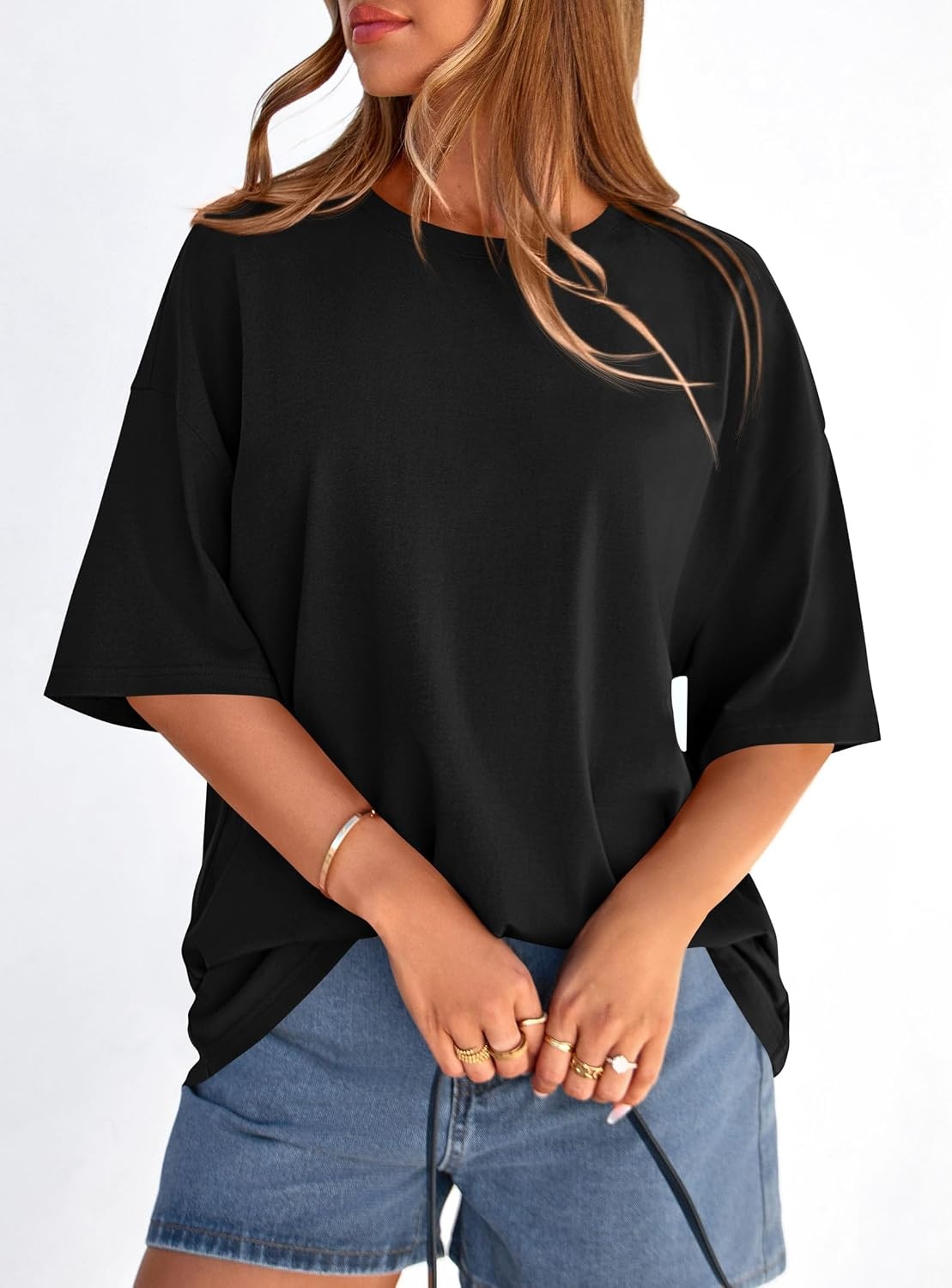 image:imagePRETTYGARDEN Womens Oversized Tshirts Going Out TopsBlack