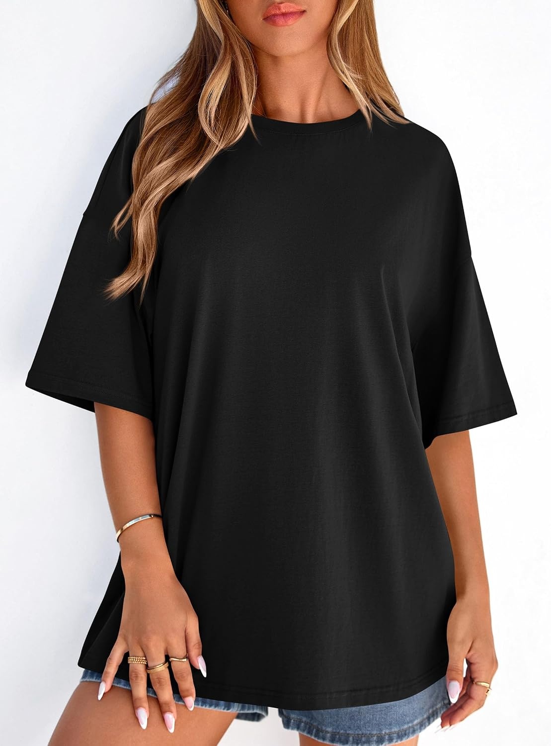 image:imagePRETTYGARDEN Womens Oversized Tshirts Going Out TopsBlack