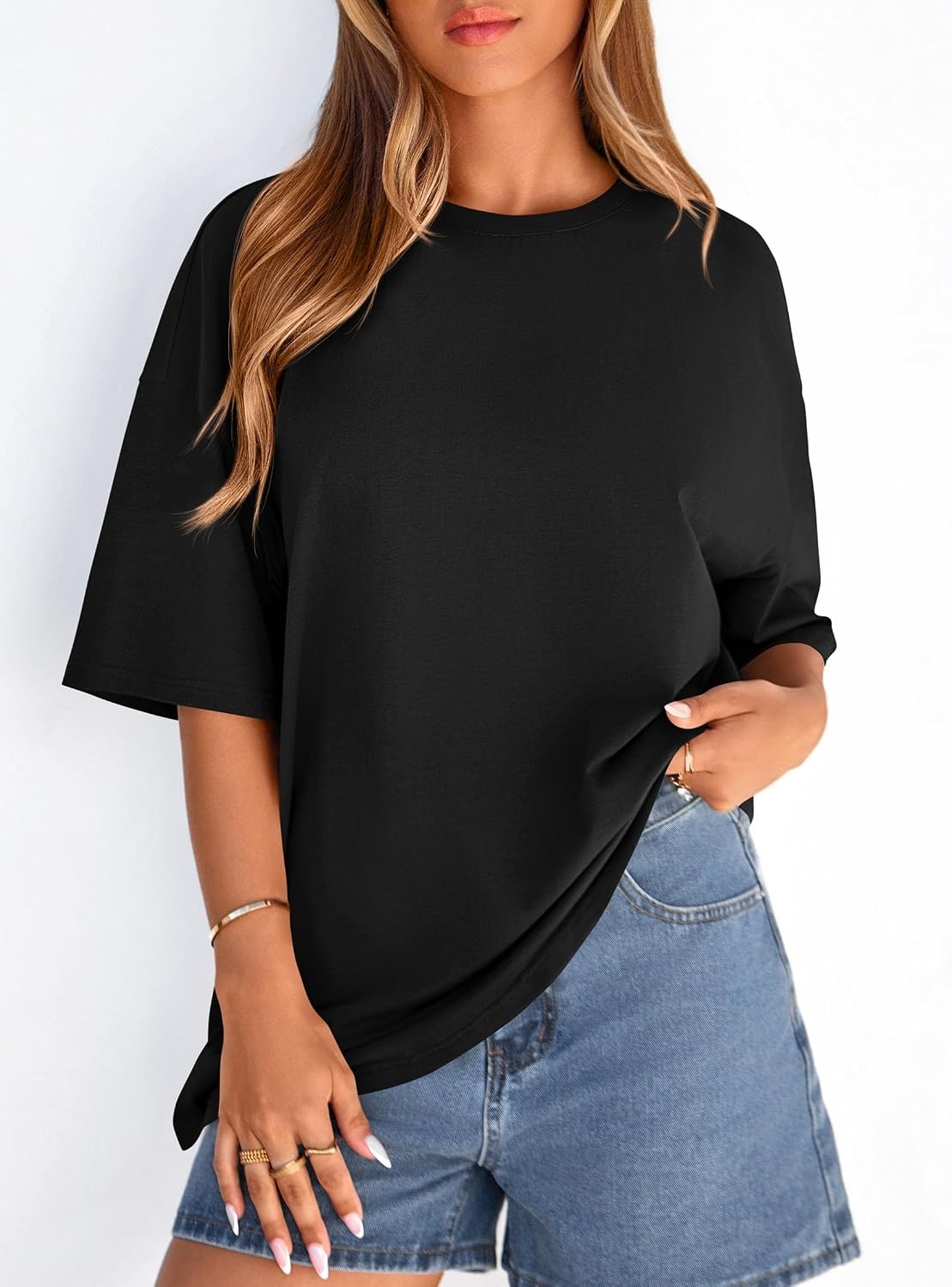 image:imagePRETTYGARDEN Womens Oversized Tshirts Going Out TopsBlack