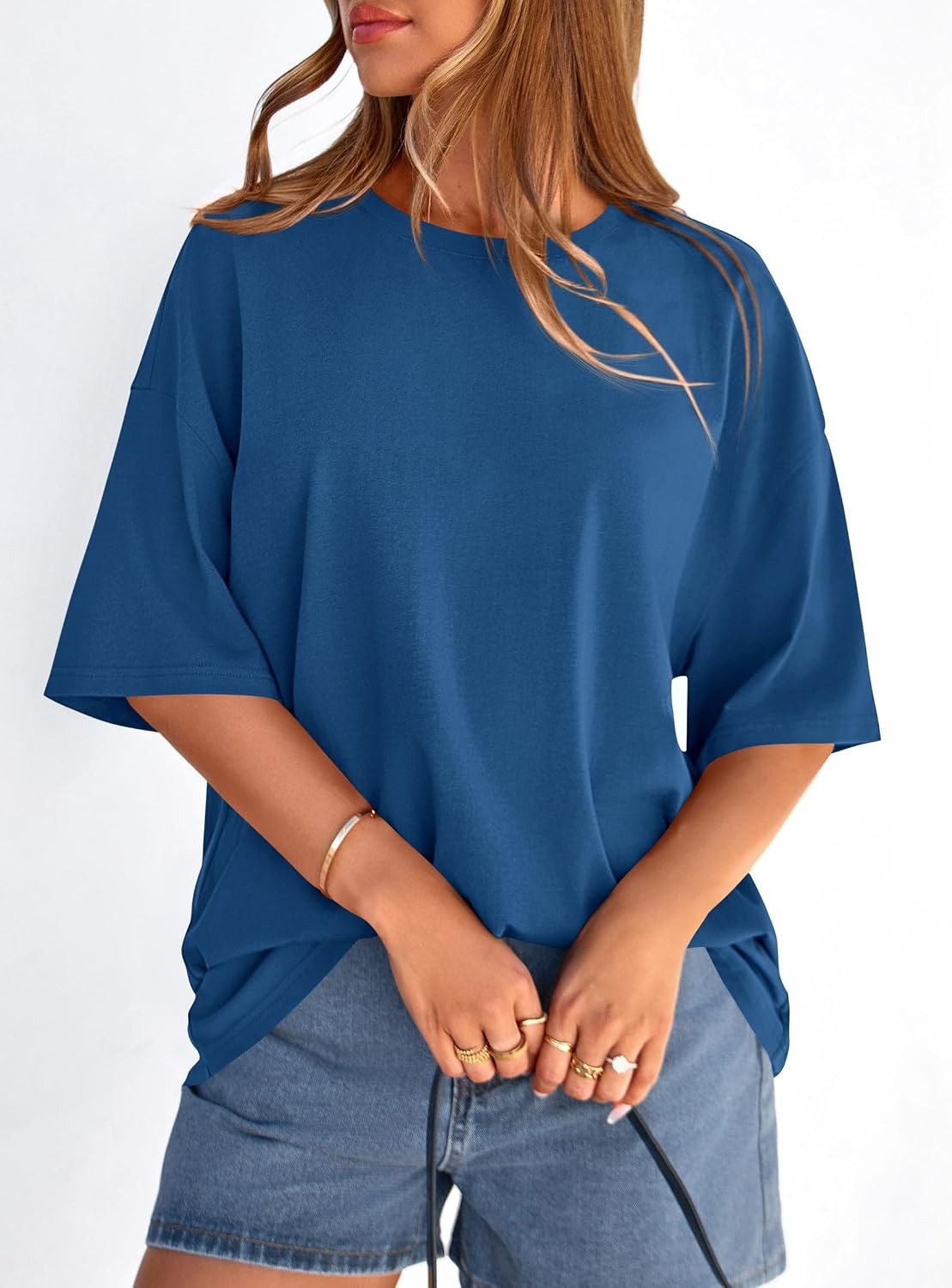 image:imagePRETTYGARDEN Womens Oversized Tshirts Going Out TopsBlue