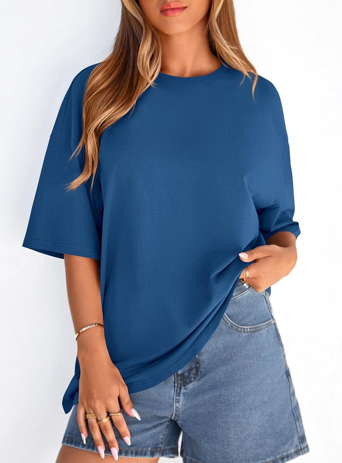 image:imagePRETTYGARDEN Womens Oversized Tshirts Going Out TopsBlue