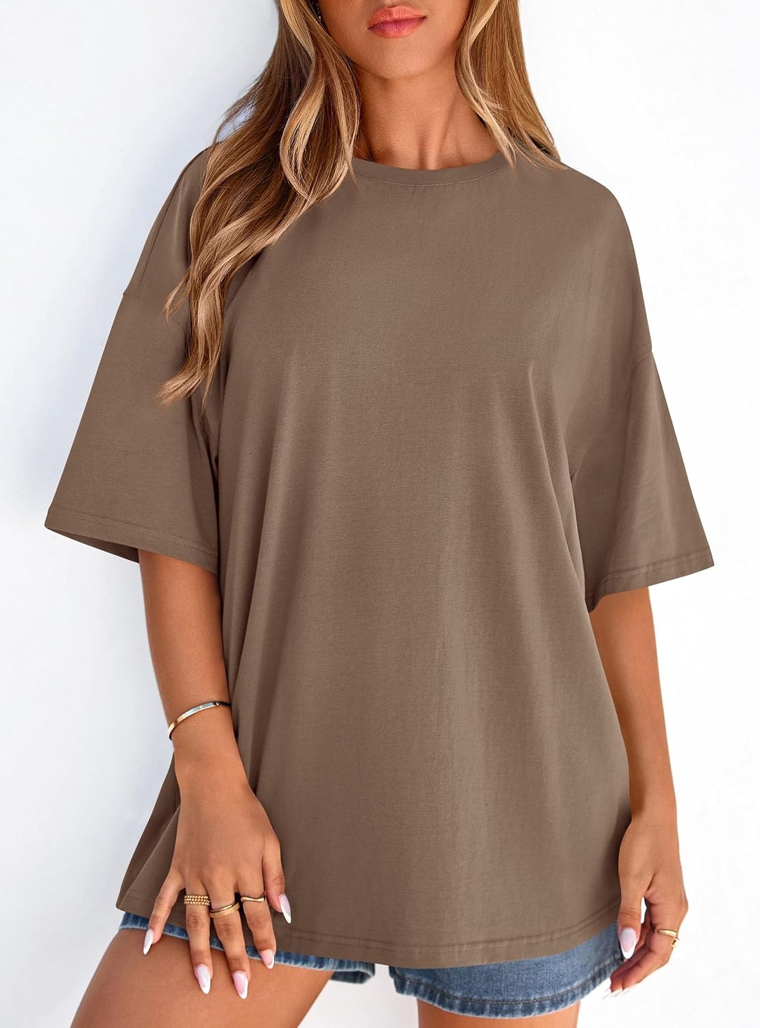 image:imagePRETTYGARDEN Womens Oversized Tshirts Going Out TopsBrown