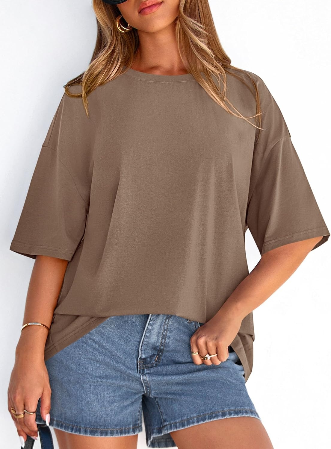 image:imagePRETTYGARDEN Womens Oversized Tshirts Going Out TopsBrown