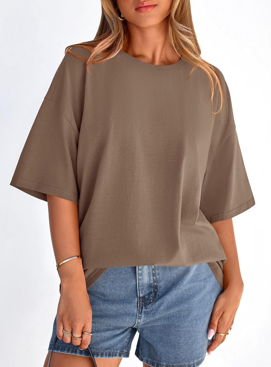 image:imagePRETTYGARDEN Womens Oversized Tshirts Going Out TopsBrown