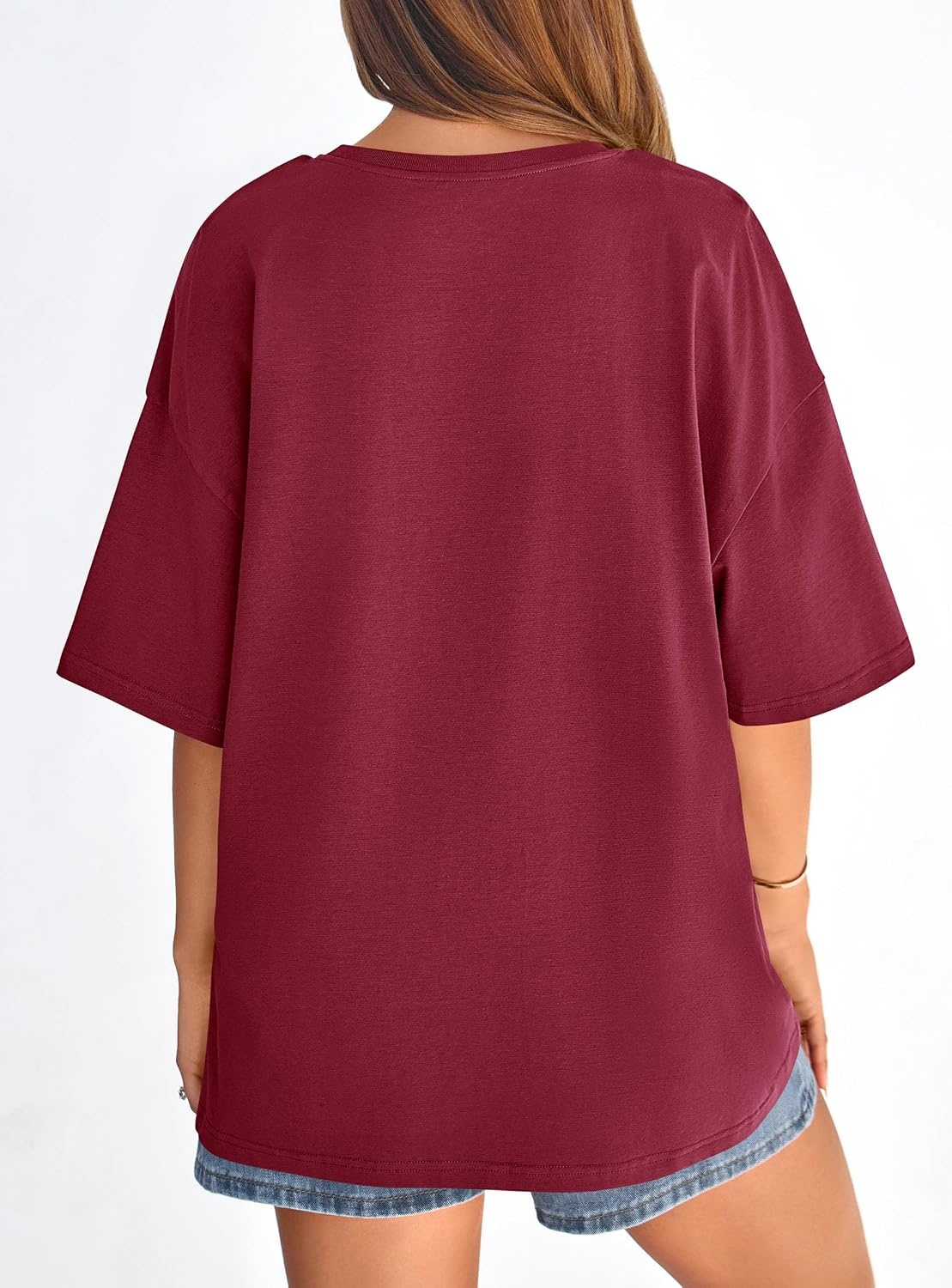 image:imagePRETTYGARDEN Womens Oversized Tshirts Going Out TopsBurgundy