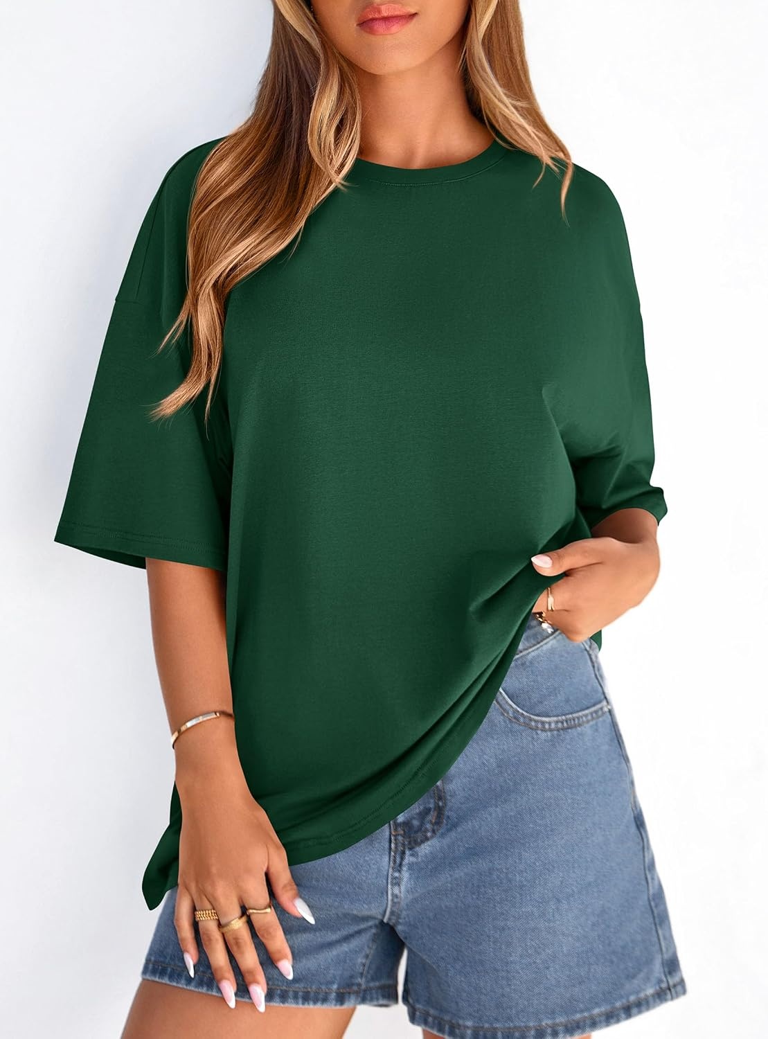 image:imagePRETTYGARDEN Womens Oversized Tshirts Going Out TopsDark Green