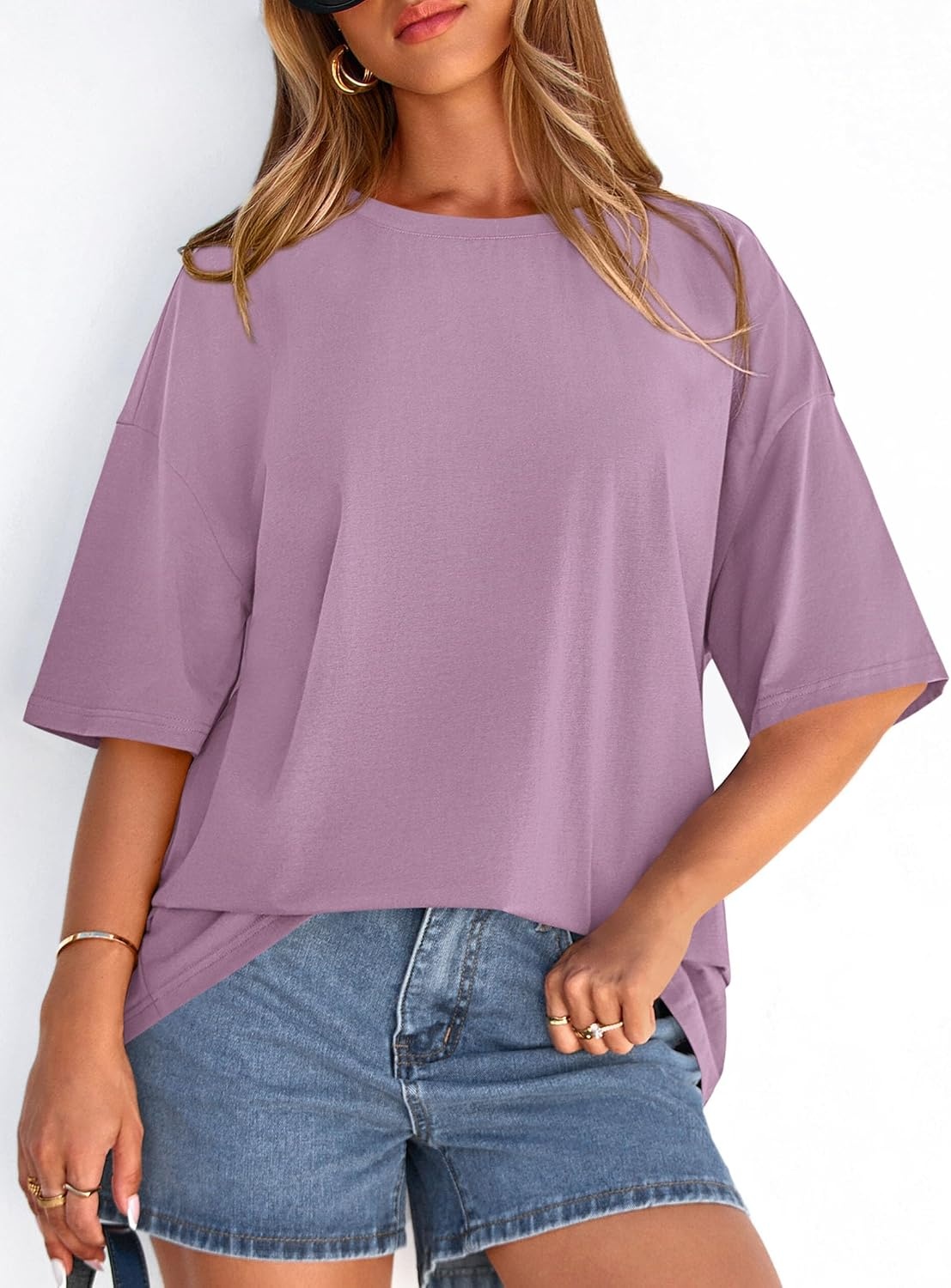 image:imagePRETTYGARDEN Womens Oversized Tshirts Going Out TopsDark Pink