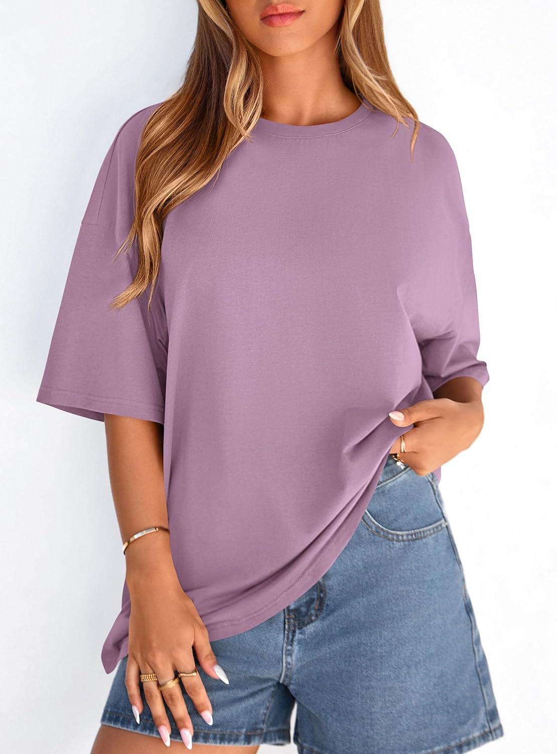 image:imagePRETTYGARDEN Womens Oversized Tshirts Going Out TopsDark Pink