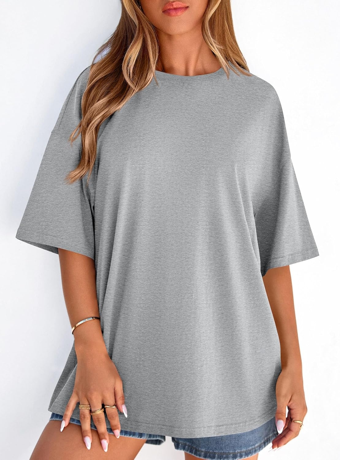 image:imagePRETTYGARDEN Womens Oversized Tshirts Going Out TopsGrey