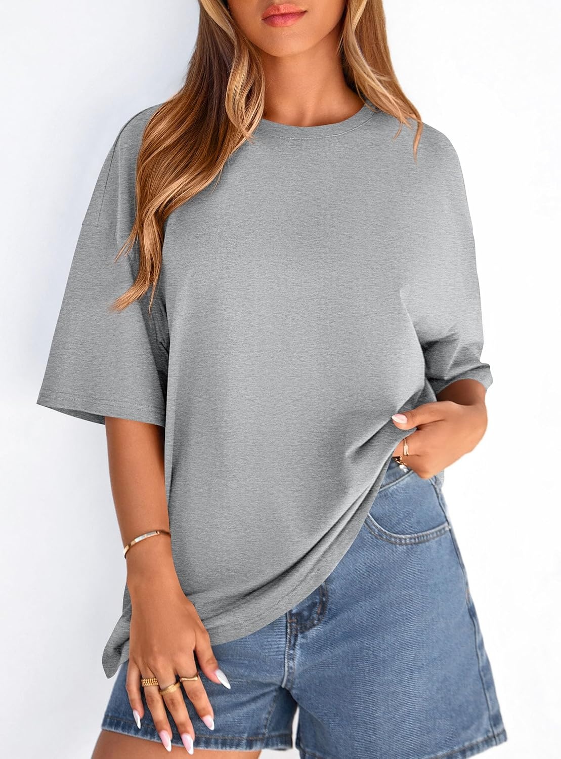 image:imagePRETTYGARDEN Womens Oversized Tshirts Going Out TopsGrey