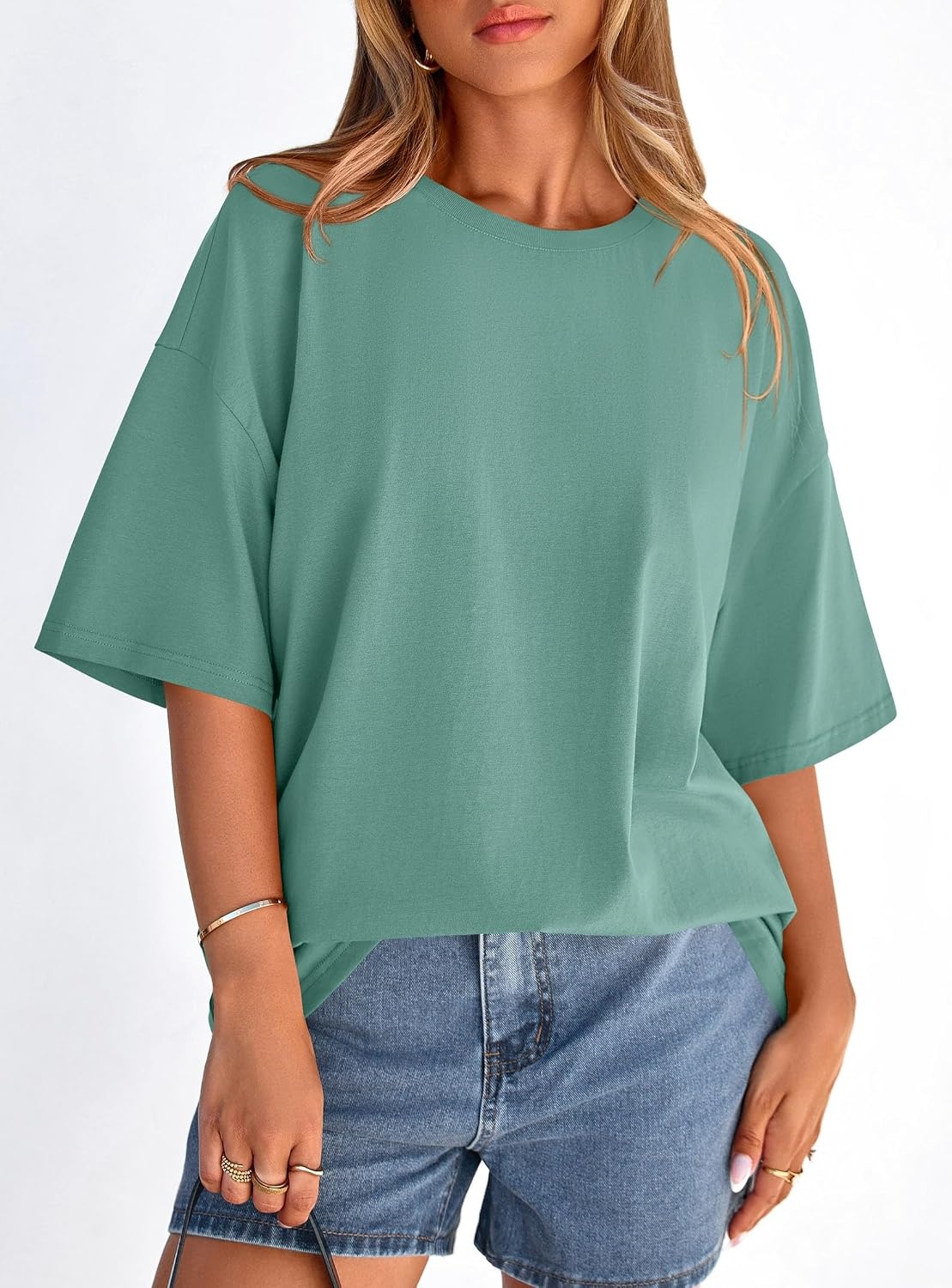 image:imagePRETTYGARDEN Womens Oversized Tshirts Going Out TopsLight Green