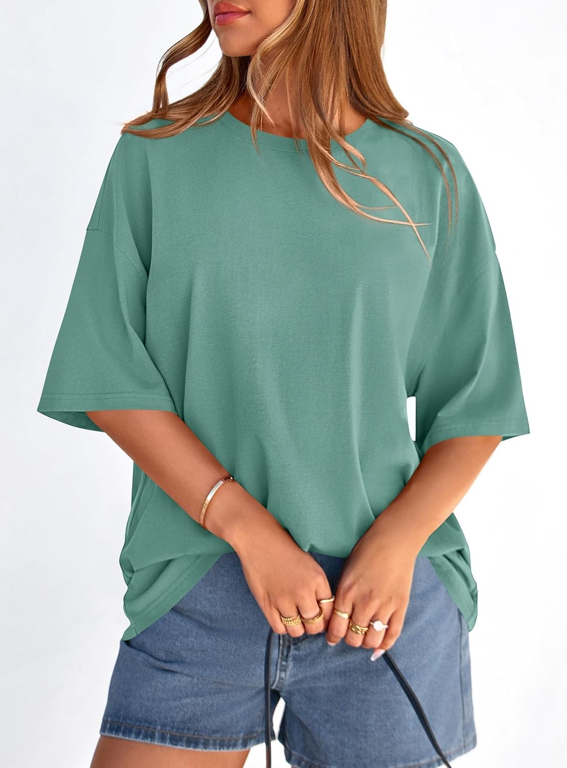 image:imagePRETTYGARDEN Womens Oversized Tshirts Going Out TopsLight Green