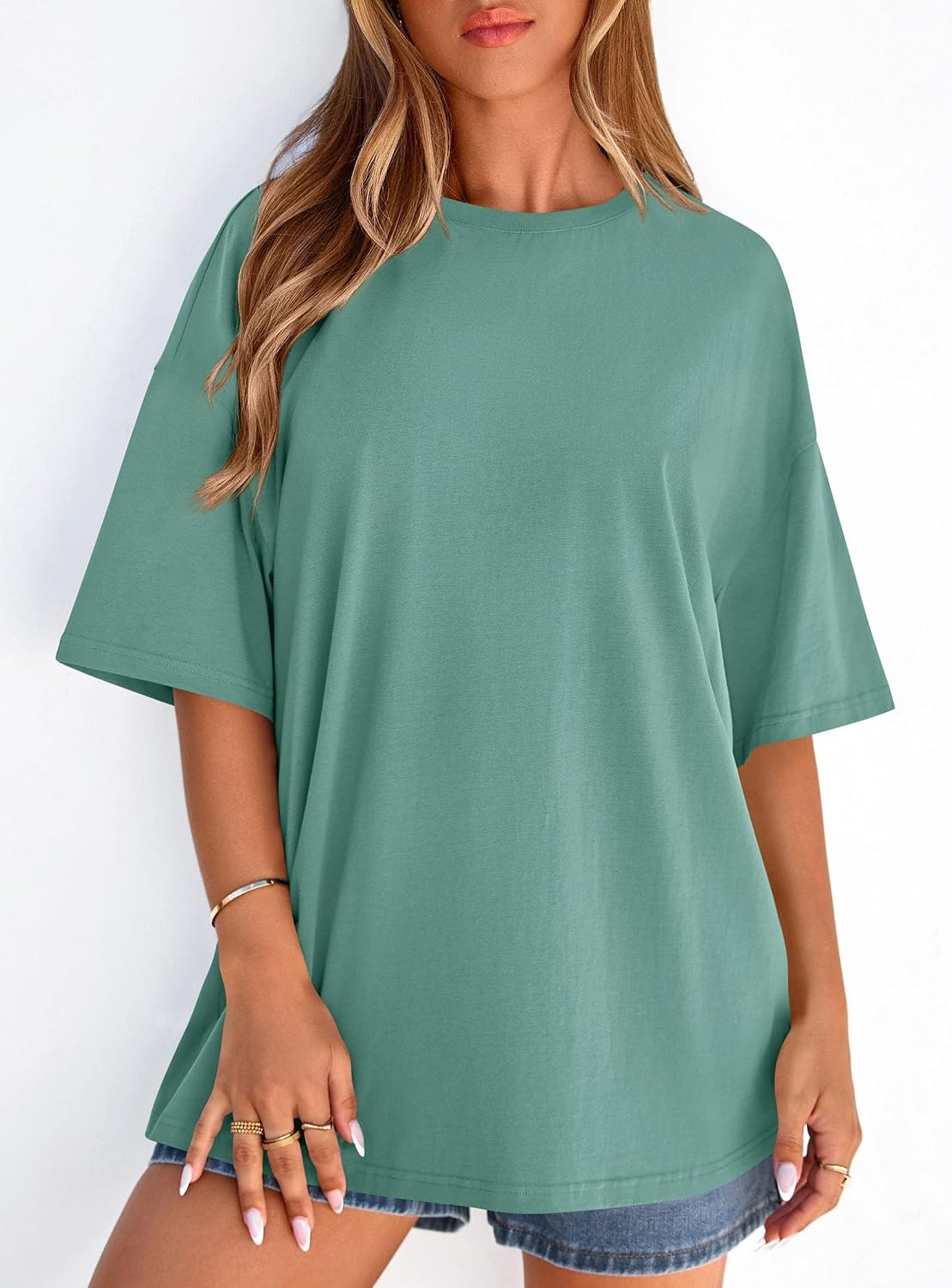 image:imagePRETTYGARDEN Womens Oversized Tshirts Going Out TopsLight Green