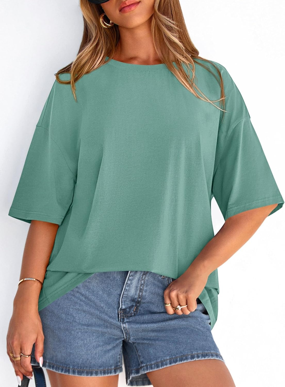 image:imagePRETTYGARDEN Womens Oversized Tshirts Going Out TopsLight Green