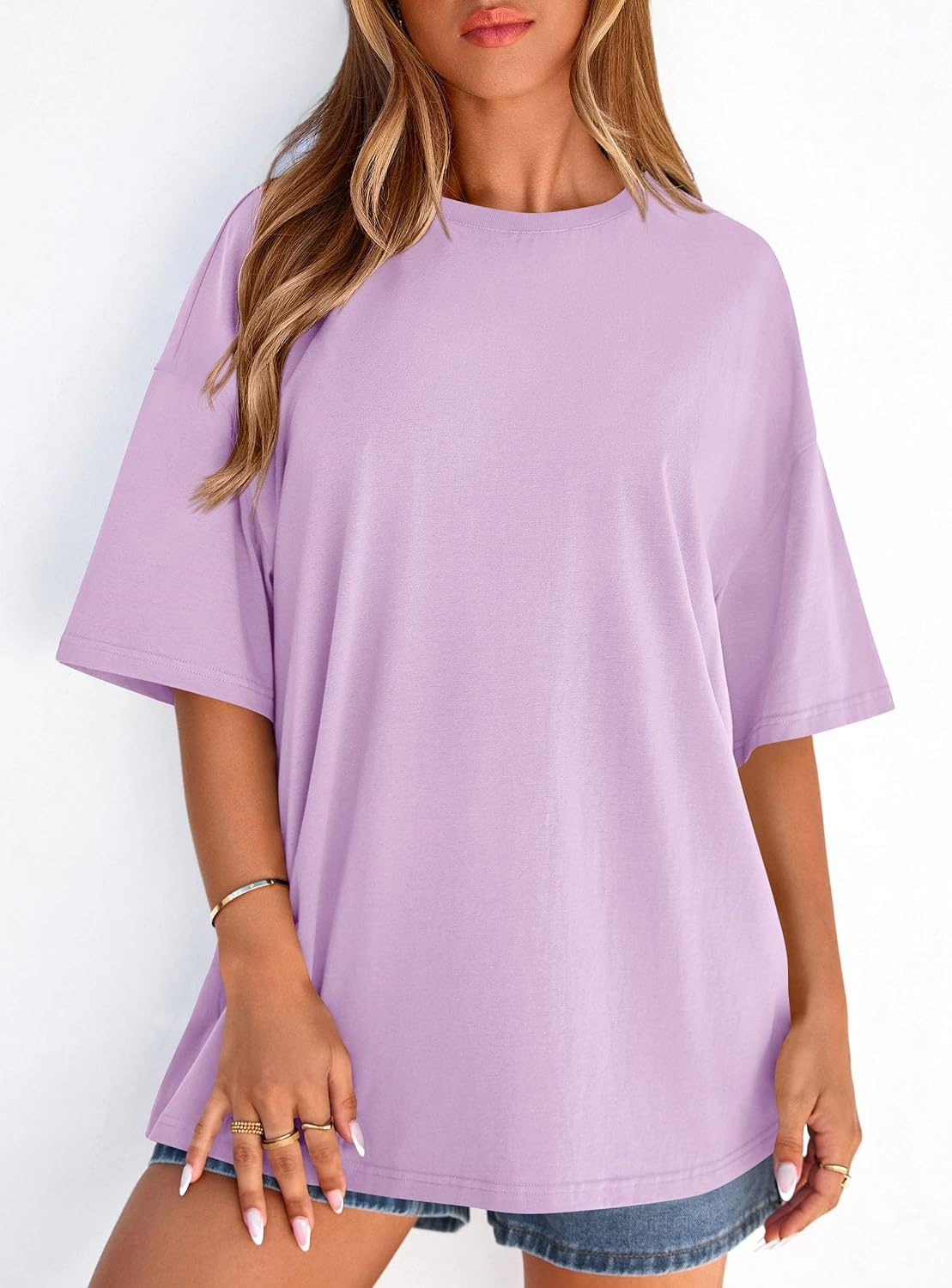 image:imagePRETTYGARDEN Womens Oversized Tshirts Going Out TopsLight Purple