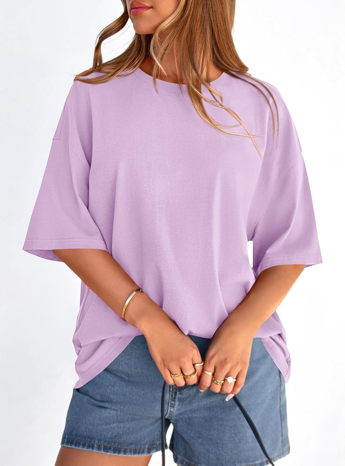 image:imagePRETTYGARDEN Womens Oversized Tshirts Going Out TopsLight Purple