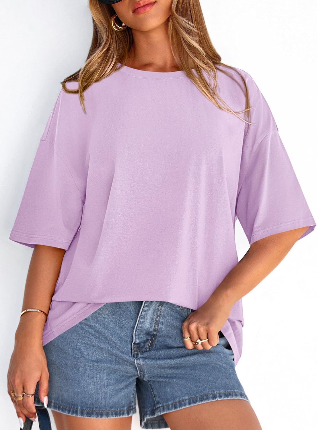 image:imagePRETTYGARDEN Womens Oversized Tshirts Going Out TopsLight Purple