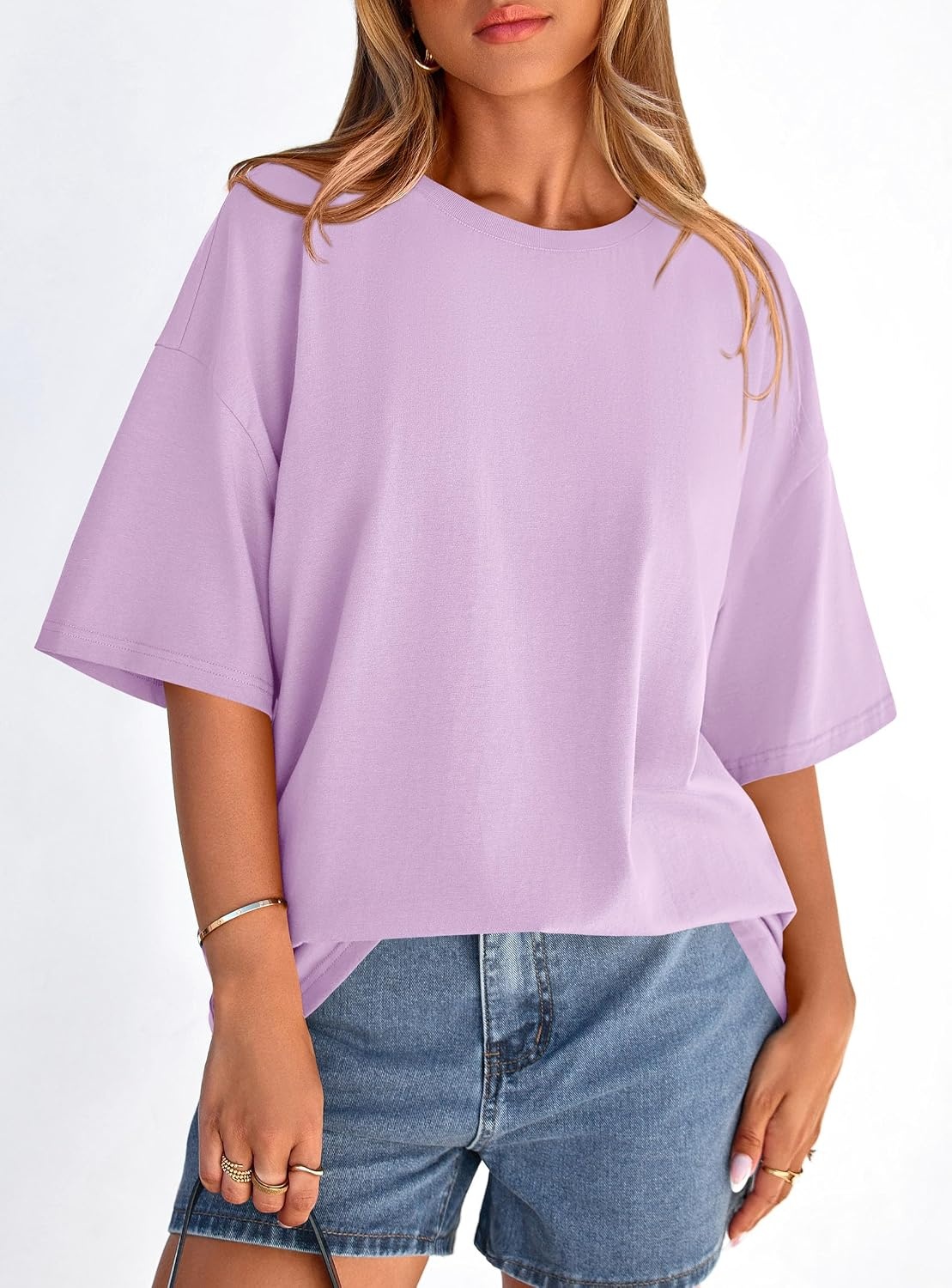 image:imagePRETTYGARDEN Womens Oversized Tshirts Going Out TopsLight Purple