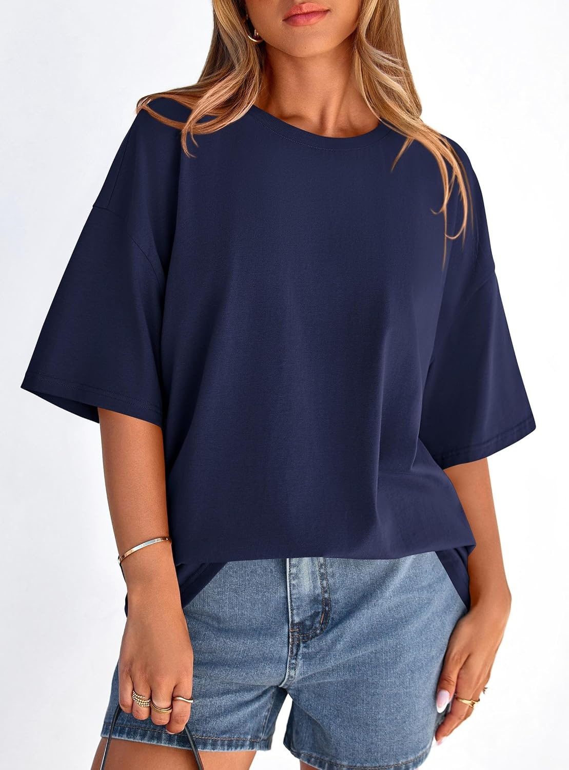 image:imagePRETTYGARDEN Womens Oversized Tshirts Going Out TopsNavy Blue