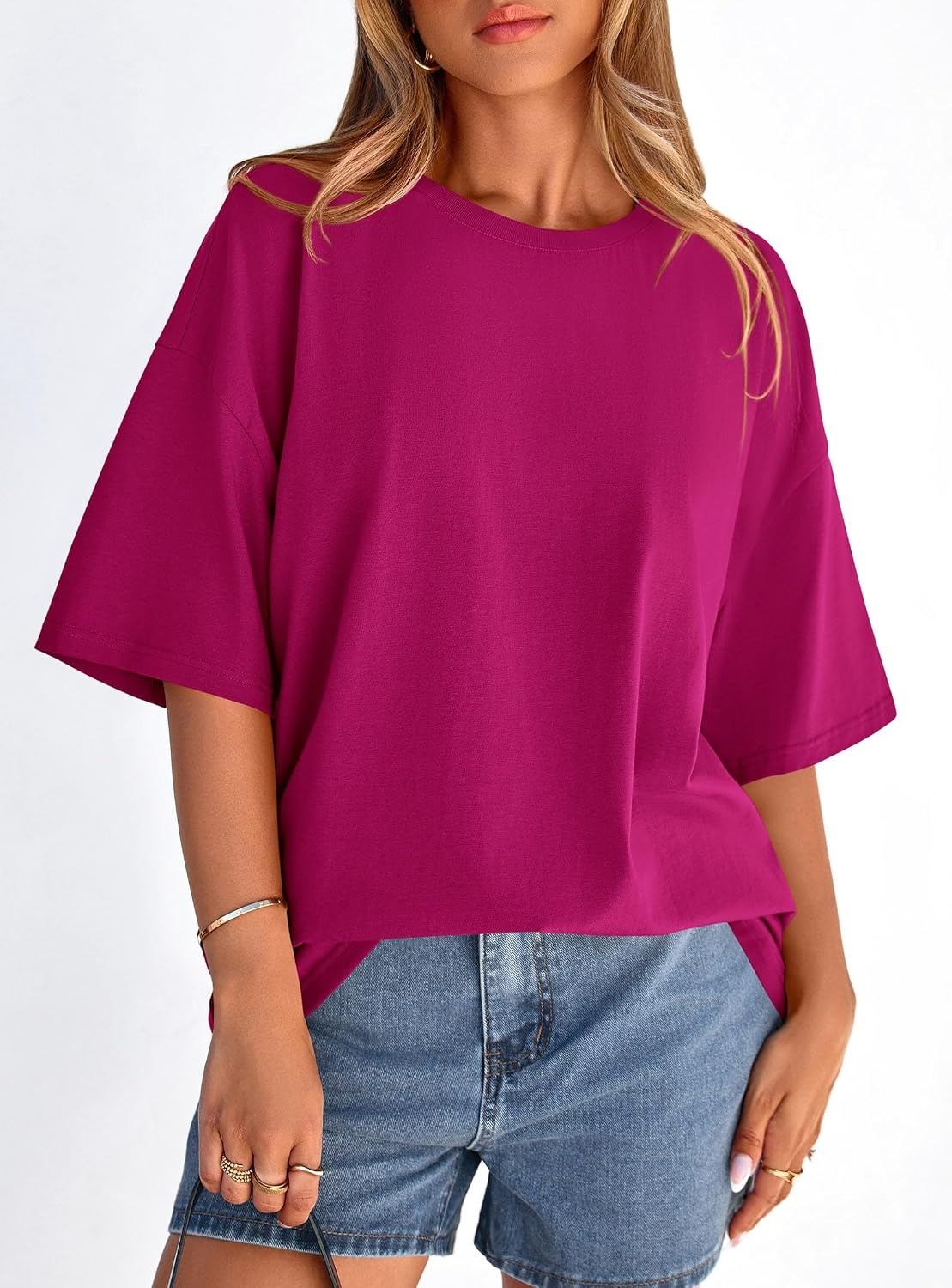 image:imagePRETTYGARDEN Womens Oversized Tshirts Going Out TopsRose Red