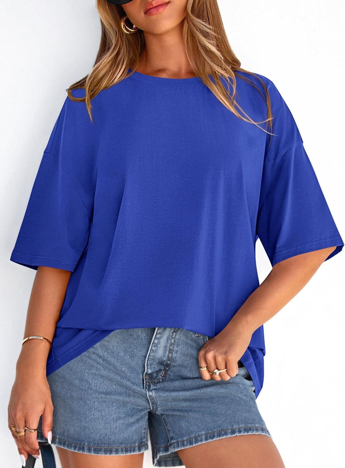 image:imagePRETTYGARDEN Womens Oversized Tshirts Going Out TopsRoyal Blue