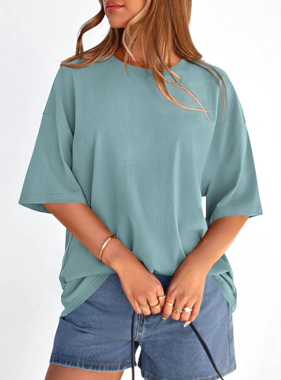 image:imagePRETTYGARDEN Womens Oversized Tshirts Going Out TopsSage Green