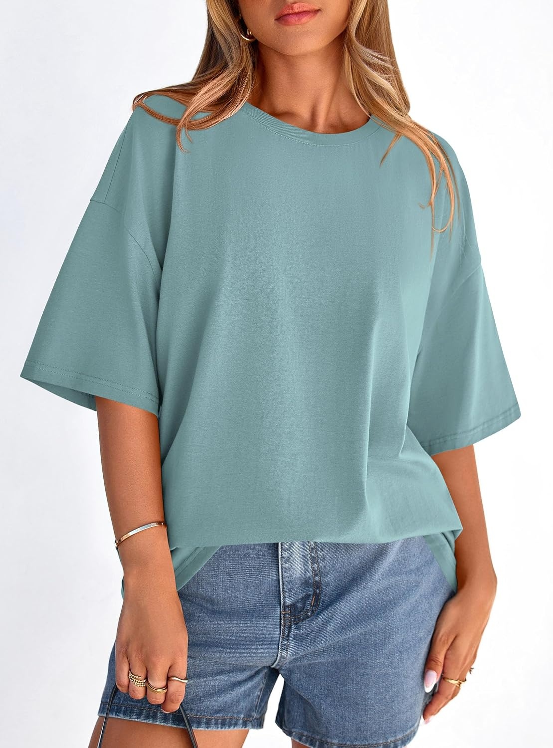 image:imagePRETTYGARDEN Womens Oversized Tshirts Going Out TopsSage Green