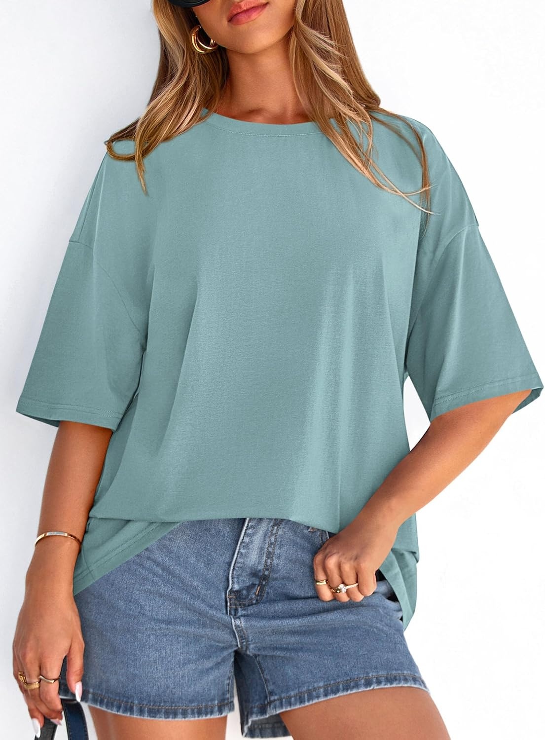 image:imagePRETTYGARDEN Womens Oversized Tshirts Going Out TopsSage Green