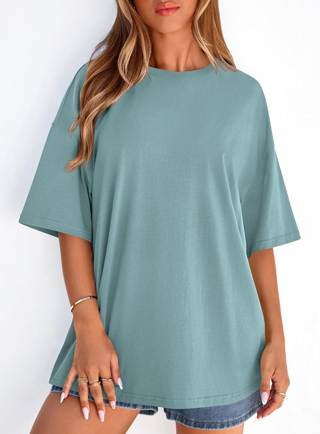 image:imagePRETTYGARDEN Womens Oversized Tshirts Going Out TopsSage Green