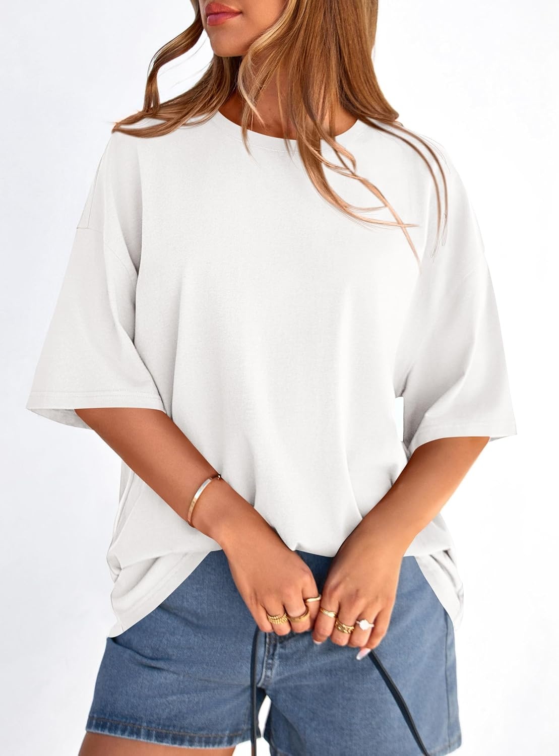 image:imagePRETTYGARDEN Womens Oversized Tshirts Going Out TopsWhite