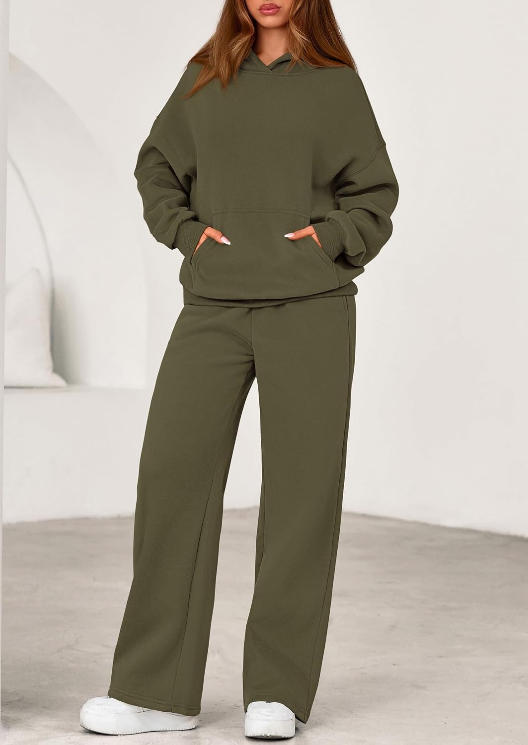 image:imagePRETTYGARDEN Womens Sweatsuits 2 Piece Outfit Fall Matching Lounge SetsArmy Green