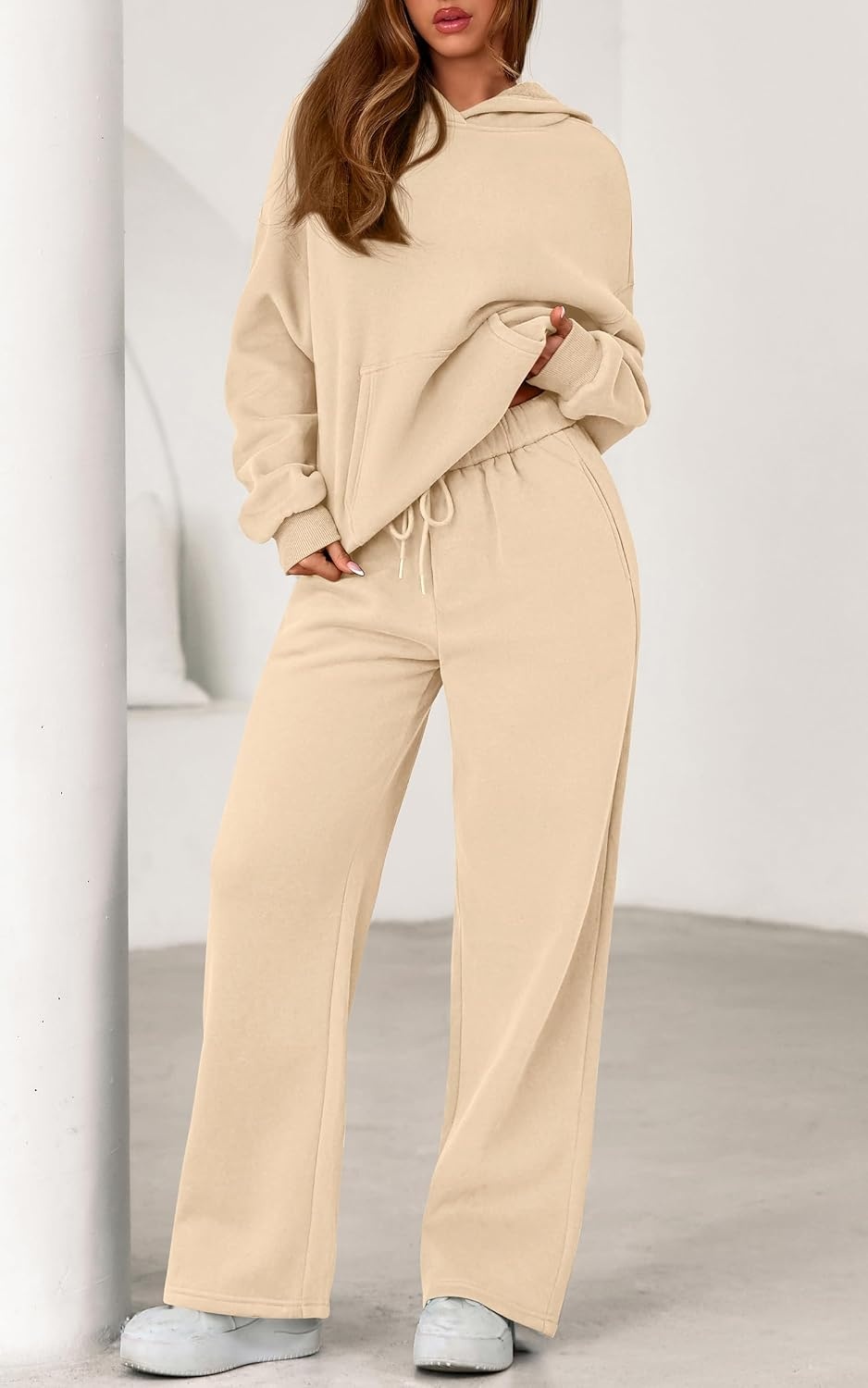 image:imagePRETTYGARDEN Womens Sweatsuits 2 Piece Outfit Fall Matching Lounge SetsBeige