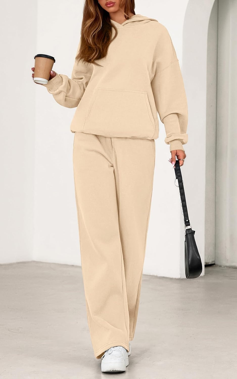 image:imagePRETTYGARDEN Womens Sweatsuits 2 Piece Outfit Fall Matching Lounge SetsBeige