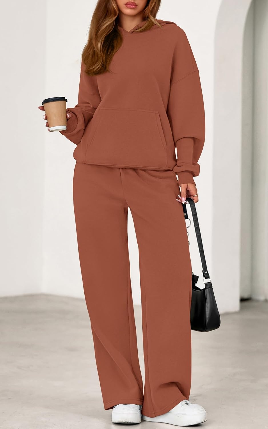 image:imagePRETTYGARDEN Womens Sweatsuits 2 Piece Outfit Fall Matching Lounge SetsBrick Red