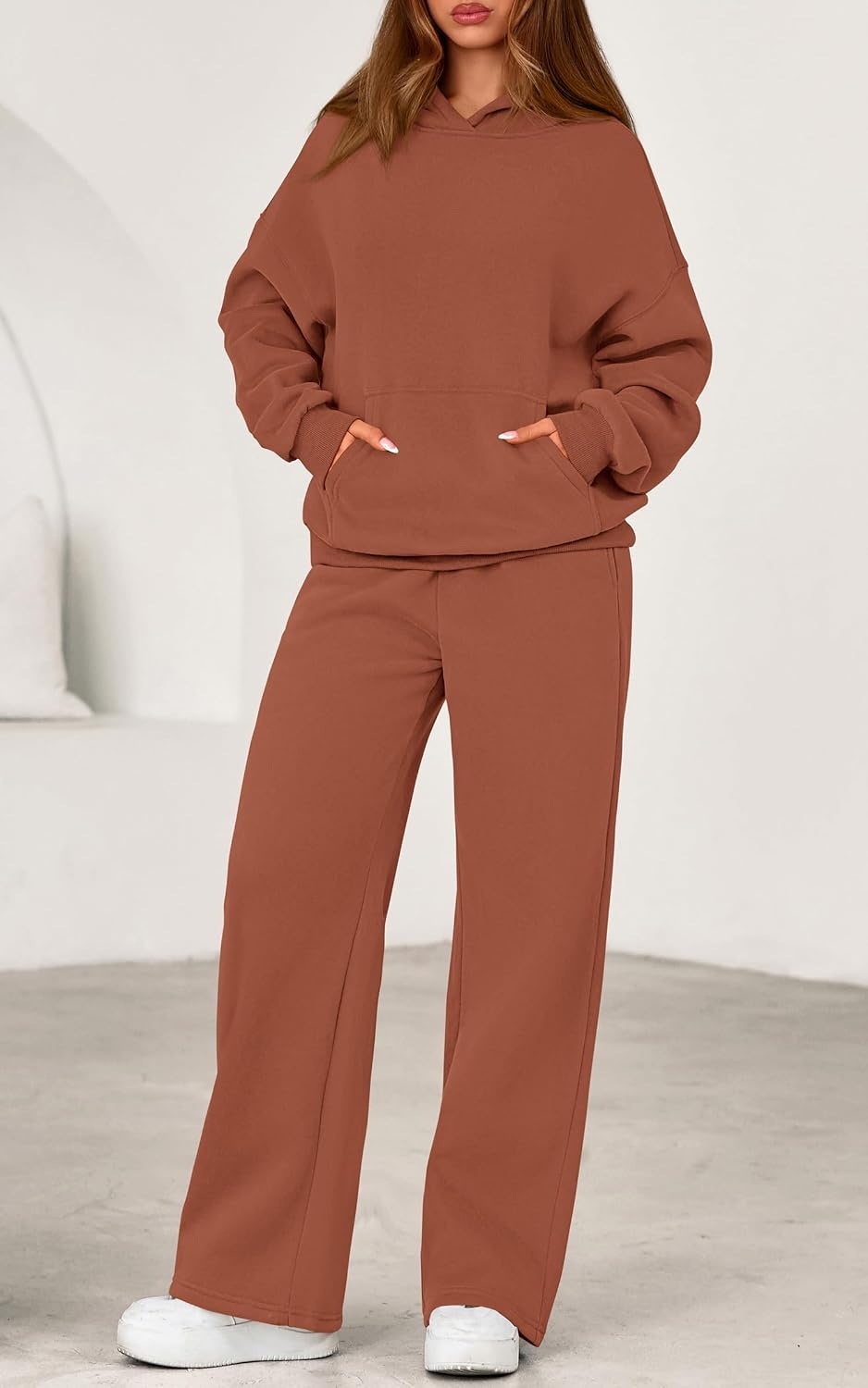 image:imagePRETTYGARDEN Womens Sweatsuits 2 Piece Outfit Fall Matching Lounge SetsBrick Red