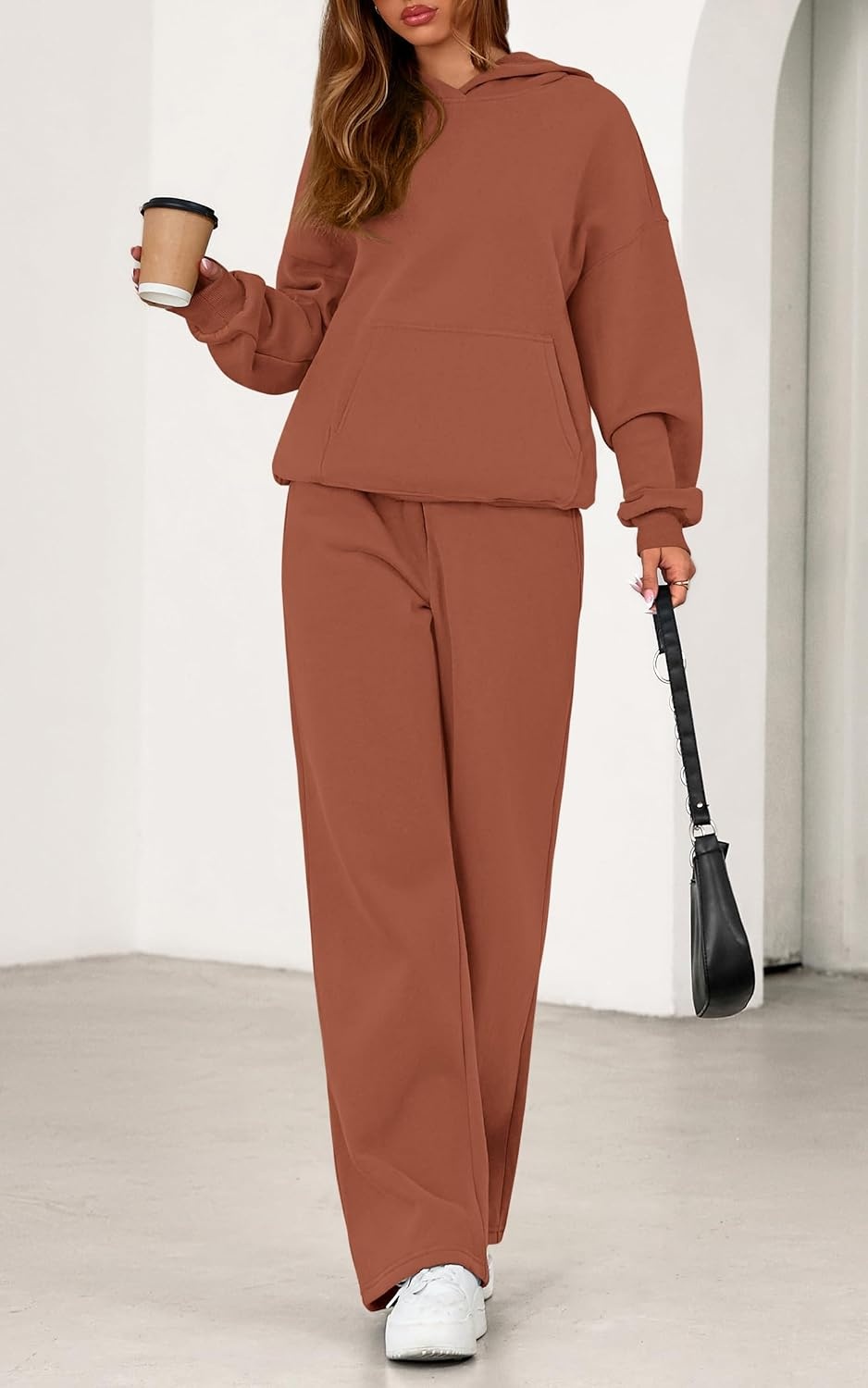 image:imagePRETTYGARDEN Womens Sweatsuits 2 Piece Outfit Fall Matching Lounge SetsBrick Red