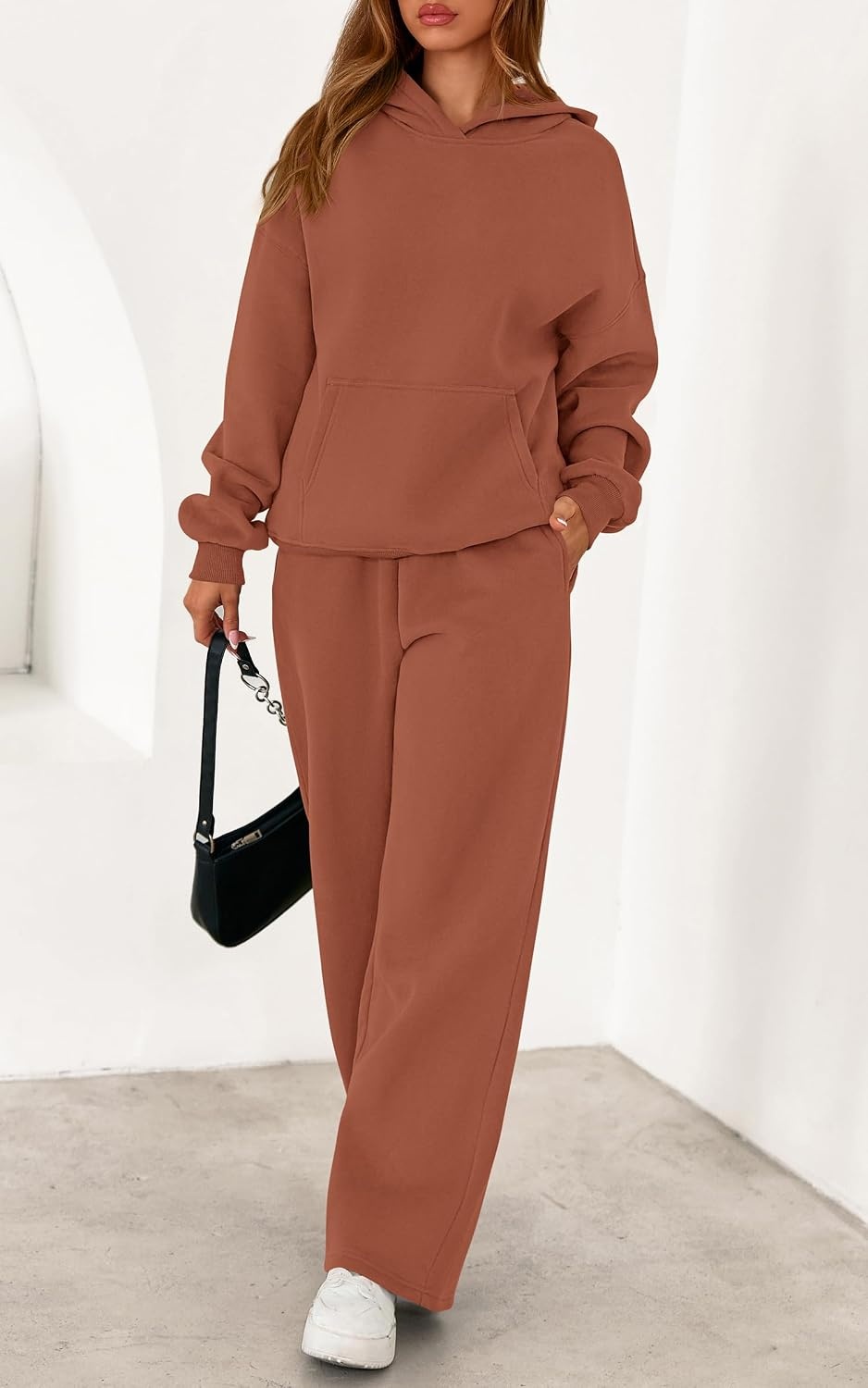 image:imagePRETTYGARDEN Womens Sweatsuits 2 Piece Outfit Fall Matching Lounge SetsBrick Red