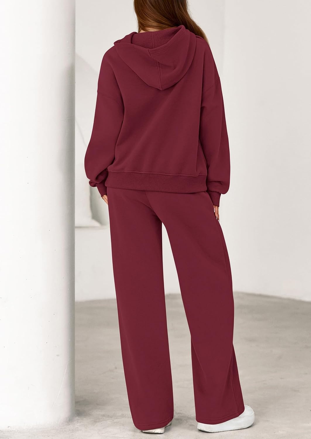 image:imagePRETTYGARDEN Womens Sweatsuits 2 Piece Outfit Fall Matching Lounge SetsBurgundy