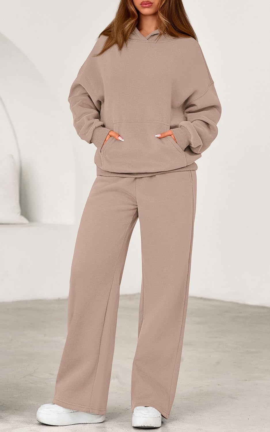 image:imagePRETTYGARDEN Womens Sweatsuits 2 Piece Outfit Fall Matching Lounge SetsGrey Khaki