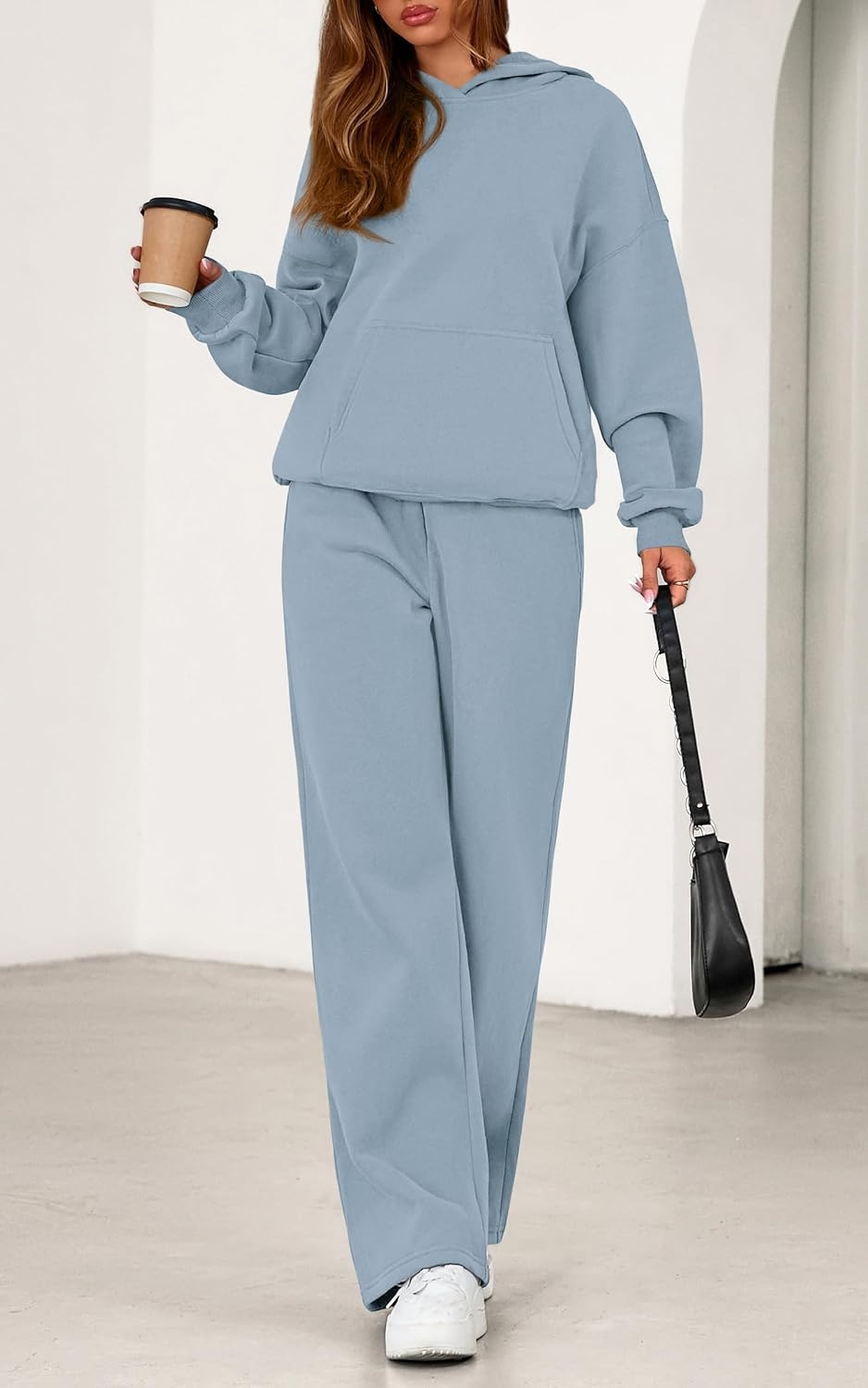 image:imagePRETTYGARDEN Womens Sweatsuits 2 Piece Outfit Fall Matching Lounge SetsLight Grey Blue