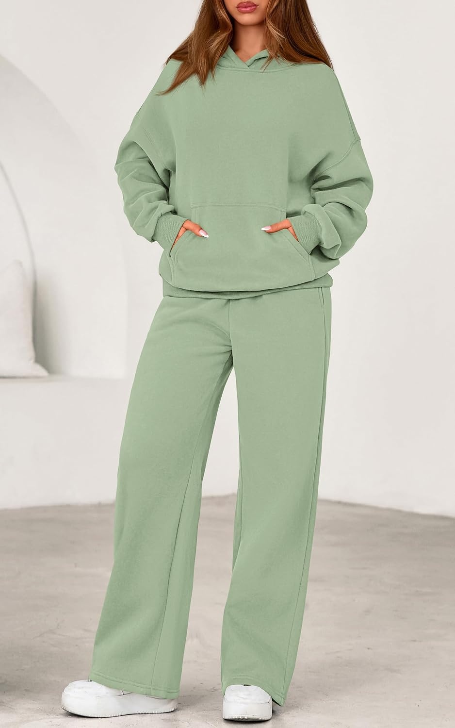 image:imagePRETTYGARDEN Womens Sweatsuits 2 Piece Outfit Fall Matching Lounge SetsSage Green