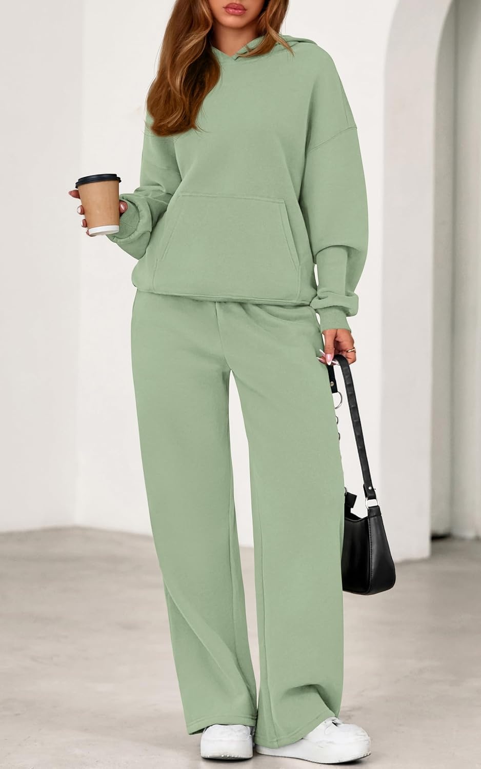 image:imagePRETTYGARDEN Womens Sweatsuits 2 Piece Outfit Fall Matching Lounge SetsSage Green