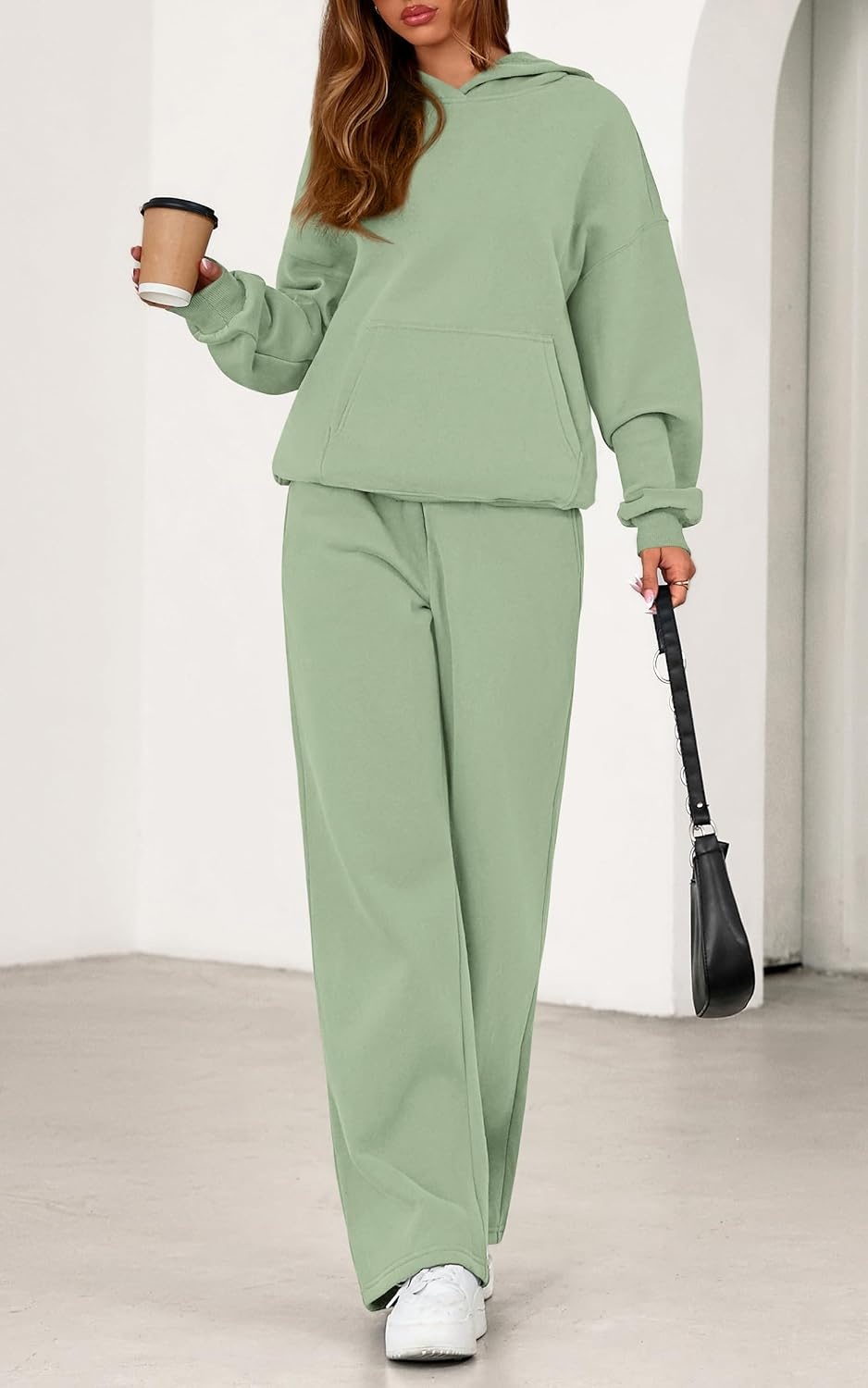 image:imagePRETTYGARDEN Womens Sweatsuits 2 Piece Outfit Fall Matching Lounge SetsSage Green